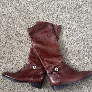 Brown Leather Knee-High Boots